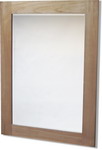 Natural Oak Mirror with inlaid corner detail 42 x 30 Inches