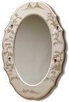 White lacquered Oval frame, Floral Japanese pattern