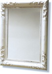 Shabby chic carved frame mirror finished in white