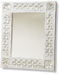 Shabby chic carved frame mirror finished in white