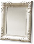 Shabby chic carved frame mirror finished in white