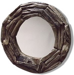 Rustic teak root frame in a circular shape