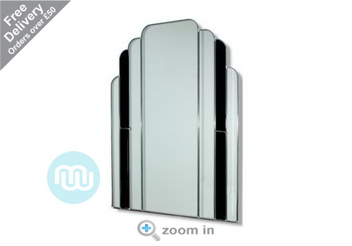 Traditional Art Deco Mirror with twin panels finished in black glass. Hand made and finished for exceptional quality