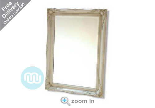 Elegant Rococo styled framed mirror with intricate detailing.