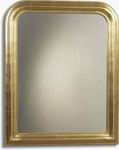 Fashionably tall overmantle mirror. Finished with quality gold leaf. Plain Mirror.