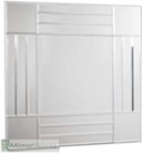 Striking and  clean cut contemporary mirror with bevelled glass decorated edge.