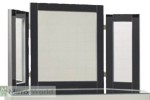 Elegant black glass triptych dressing table mirror