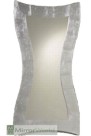 Hour glass shaped frame in a silver leaf  or pewter finish and plain mirror