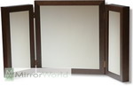 Elegant and chic triple panel dressing table mirror in a dark walnut finish