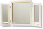 Classic white and gold triple leaf dressing table mirror