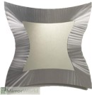 Four point star design, with a brushed aluminium finish