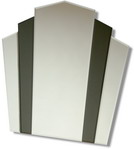 Beautiful Art Deco 1930's styled fan shape mirror with twin black panels that helps relive the best parts of the 1930's