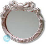 Pink / White Cicle Garden Mirror 15 x 13 Inches