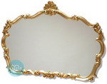 Exquisitely decorative gold mirror, finished with quality gold leaf. Plain mirror.