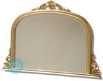 Beautifull overmantle with plain mirror and acanthus top and finials.