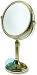 Gold Colour adjustable height mirror, Overall height 46cm, extending to height of 55cm. Mirror width 25cm.
