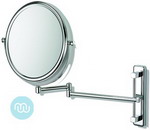 Chrome extending wall mirror 5x Magnification, mirror diameter 25cm. Back plate 18.5cm. Extends to 38cm