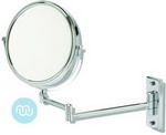Chrome wall mirror 5x magnification, mirror diameter 20cm.Backplate 12.5cm x 5cm. Extends to 35cm.