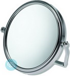 Folding travel mirror, Approx height on stand 15cm. Mirror diameter approx 13.5cm. Length of stand 9cm