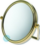 Folding travel mirror, Approx height on stand 15cm. Mirror diameter approx 13.5cm. Length of stand 9cm