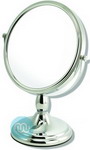 Classic chrome pedestal mirror, mirror diameter 15 cm. Base 10cm diameter. Overall height 24cm
