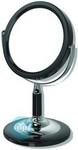 Pedestal Mirror, 13 cm diameter mirror. Overall height 28cm base 12cm, Black Finish
