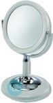 Pedestal Mirror, 13 cm diameter mirror. Overall height 28cm base 12cm, White Finish