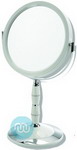 Swarovski Crystal Elements 7x Magnification Mirror, Mirror diameter 18cm. Overall height 34cm. Base diameter 14cm