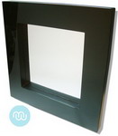 Deep Black Glass Contemporary Mirror