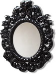 Highly decorative and ornate oval black framed mirror