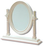 Traditional styled Oval Cream Patina Dressing Table Mirror suitable for bedrooms and bathrooms. 59cm H x 55cm W