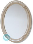 Oval Mirror in sold natural timber in a white finish with carved addornments