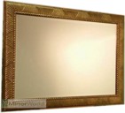 Stylish sovereign gold colour frame with distinctive cross ribbing design, with bevelled mirror. Available in many size.