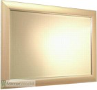 Satin ivory colour with a silver edge, bevelled mirror, available in many sizes.