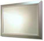 Silver leaf wedge shape frame design, very contemporary, with bevelled mirror available in many sizes.