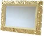 Wide 6.5 inch Aged Cream Swept Framed Mirror  48 x 36 Inches Ext Size