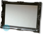 An imposing 95mm Depth Real Wooden Black Swept frame with with intricate detailing and bevelled edged glass mirror. 