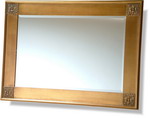 Spectacular Aged Antique Effect broad gold frame with decorative corner embellishments, bevelled mirror. Available in many sizes and Silver