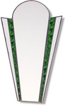 Fashionable Art deco fan design mirror incorporating Forest Green glass. Hand made and finished for exceptional quality