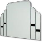 Art Deco mirror with 4 stepped Black coloured glass strips. Hand made and finished for exceptional quality