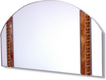 Traditional Domed top Art deco mirror with Shades of Walnut Panels. Hand made and finished for exceptional quality