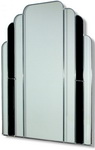 Traditional Art Deco Mirror with twin panels finished in black glass. Hand made and finished for exceptional quality