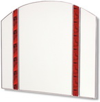 1940's Period Mirror with Domed top and Burnt Red Glass Panels. Hand made and finished for exceptional quality