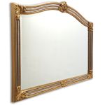 Decadent Gilt leaf Overmantle with Antique Silver Edge and mirror inner panels.