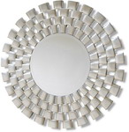 122cm Large and stunning contemporary Round Mirror with silver finished frame
