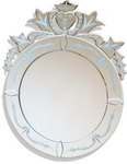 Elaborate all glass mirror in sought after round Venetian style
