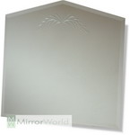 Bevel edge mirror with diamond cut leaf design, on a pitched edge
