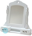 White / Ivory Dressing Table Arched Mirror 25 x 26 Inches with two small draws