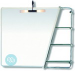 Stylish, Overhead lit bathroom mirrors with practical integrated shelves 900 x 750 mm