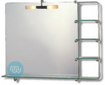 Stylish, Overhead lit bathroom mirrors with practical integrated shelves 900 x 700 mm